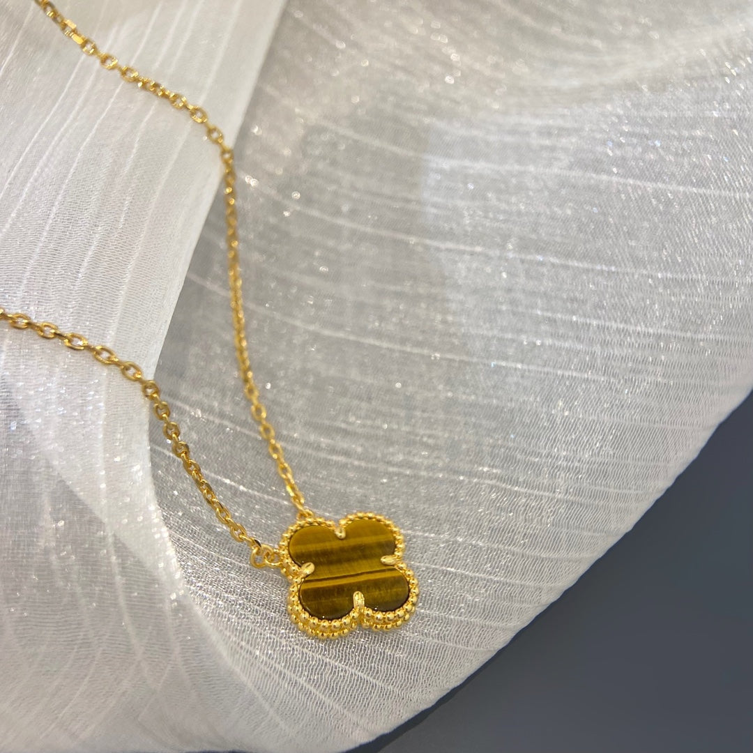 Quatrefoil Pendant Necklace, Yellow Gold Tone