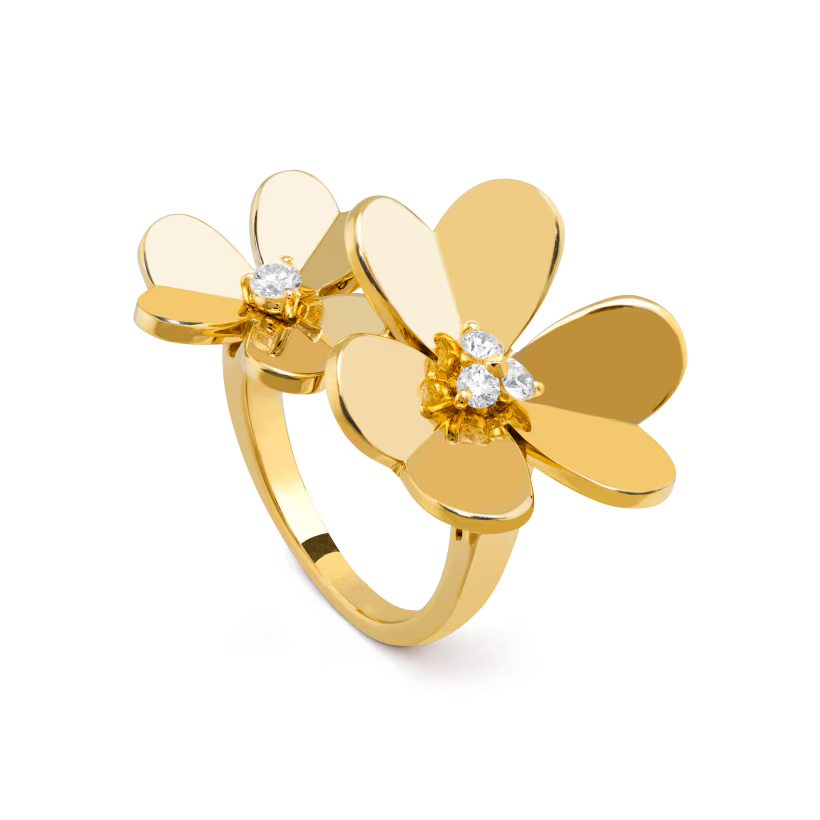 Petal Ring, Yellow Gold Tone, Stone-Set