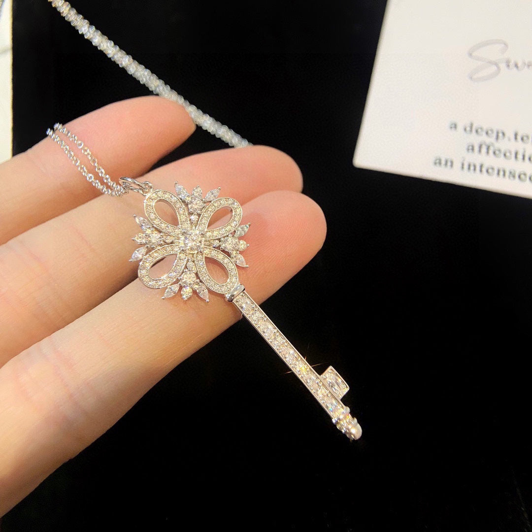 Key Pendant Necklace, Rose Gold Tone