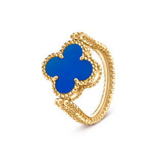 Quatrefoil Ring, Yellow Gold Tone, Agate