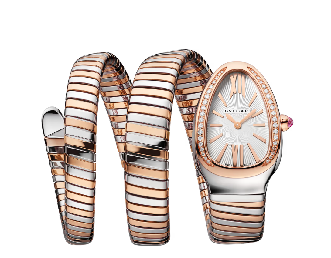 Coiled Band Watch, Rose Gold Tone, Stone-Set, 35 mm, Size M