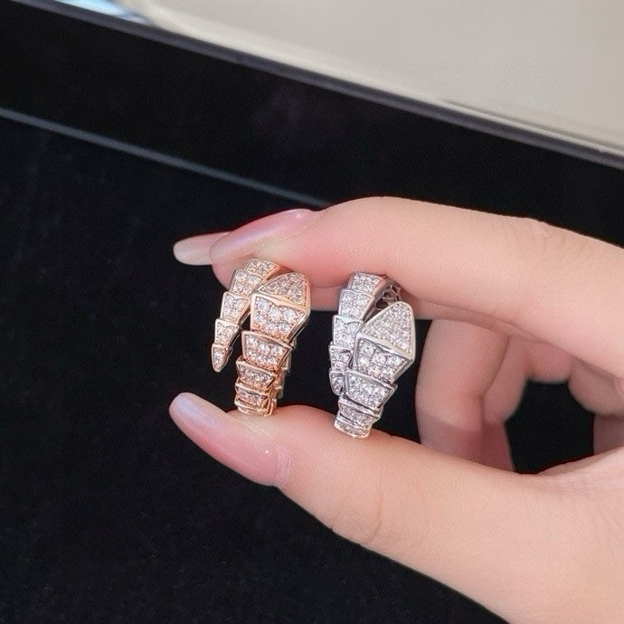 Snake-Scale Ring, Rose Gold Tone, Stone-Set