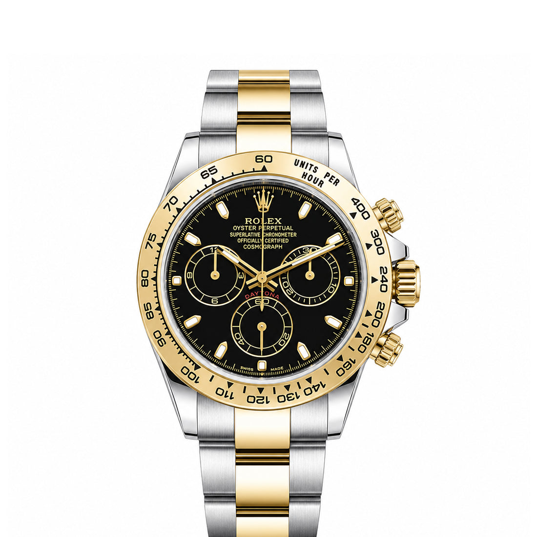 Chronograph Racing Watch, Yellow Gold Tone, Steel, 40 mm