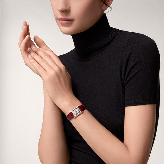 Rectangular Case Watch, Yellow Gold Tone, Stone-Set, Small Model