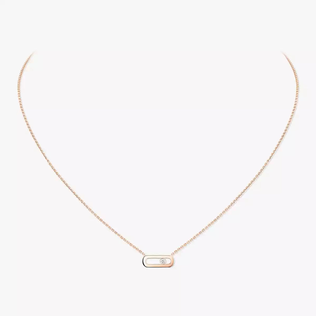 Sliding Stone Necklace, Rose Gold Tone, Stone-Set, Pink