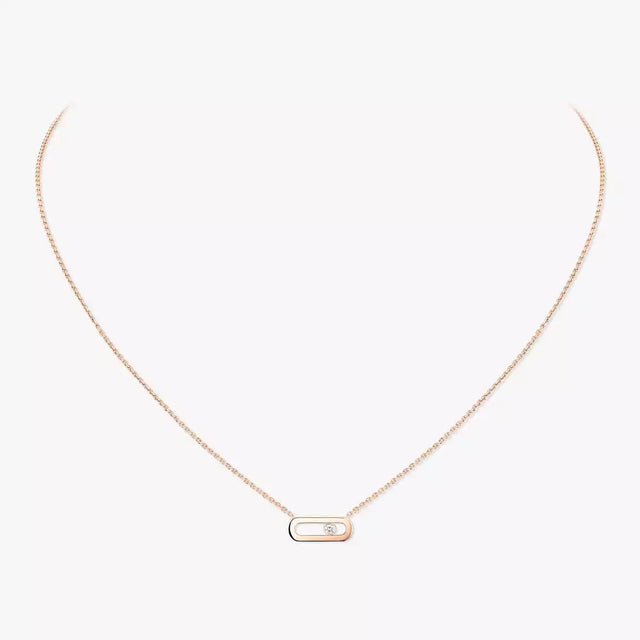 Sliding Stone Necklace, Rose Gold Tone, Stone-Set, Pink