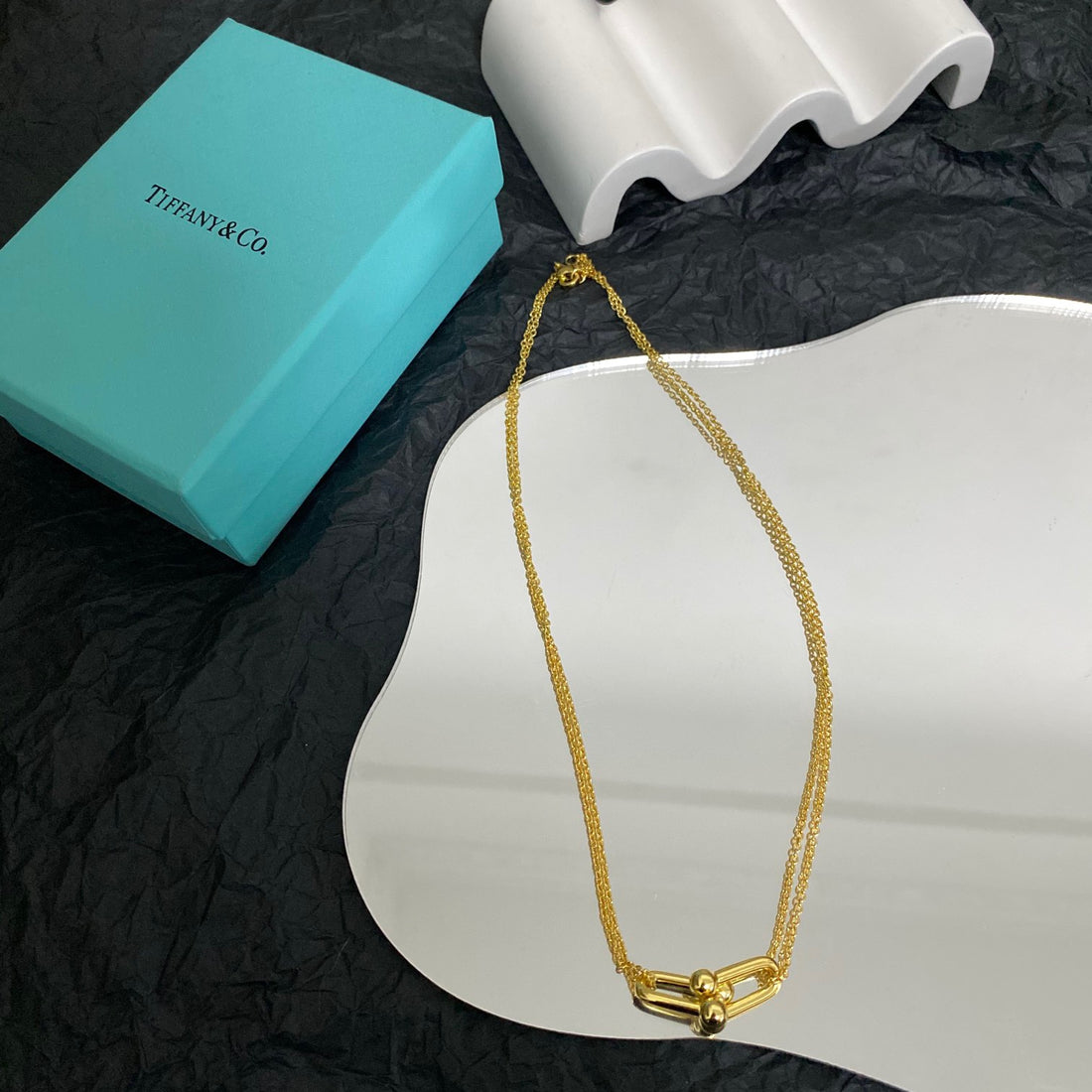 Link Pendant Necklace, Yellow Gold Tone