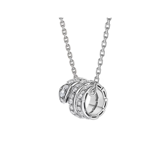 Snake-Scale Necklace, White Gold Tone, Stone-Set