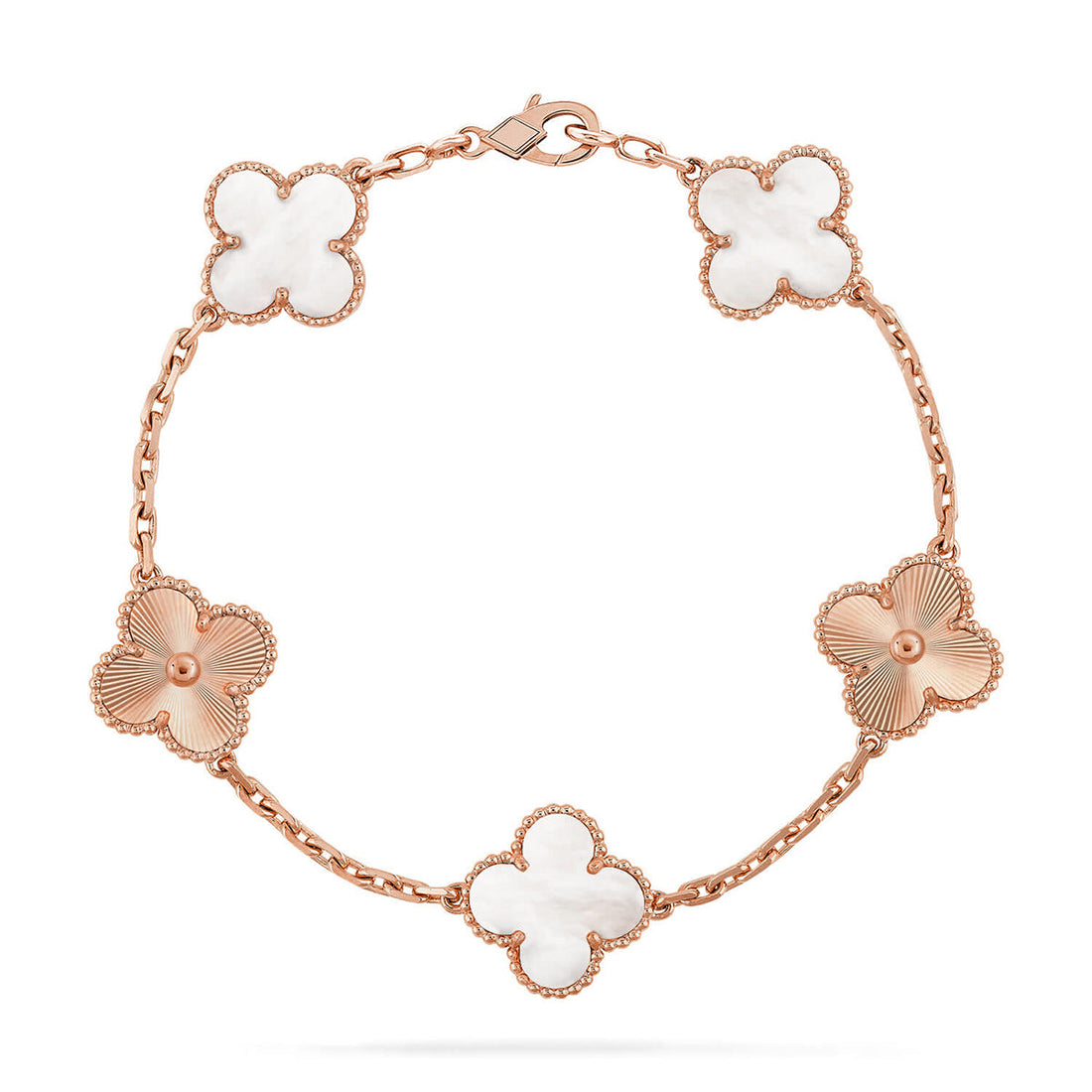 Quatrefoil 5 Motifs Bracelet, White Mother of Pearl