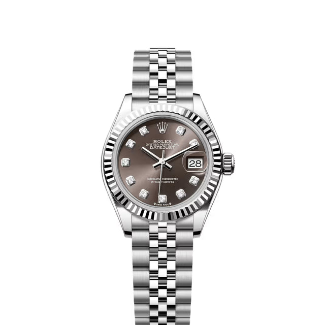 Classic Date Watch, White Gold Tone, Steel, White, 28 mm