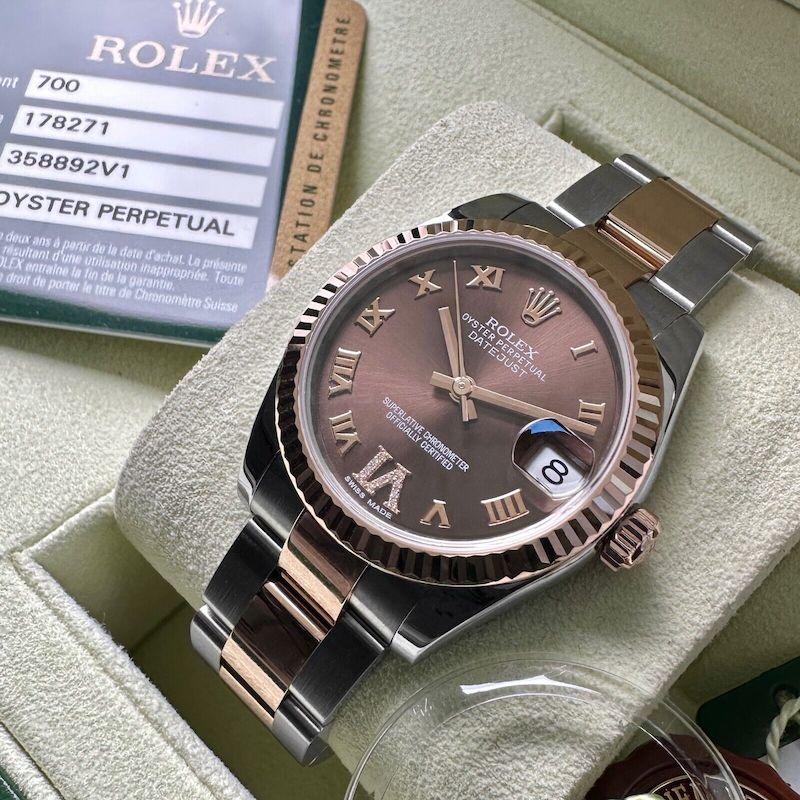 Classic Date Watch, Rose Gold Tone, Steel, 31 mm