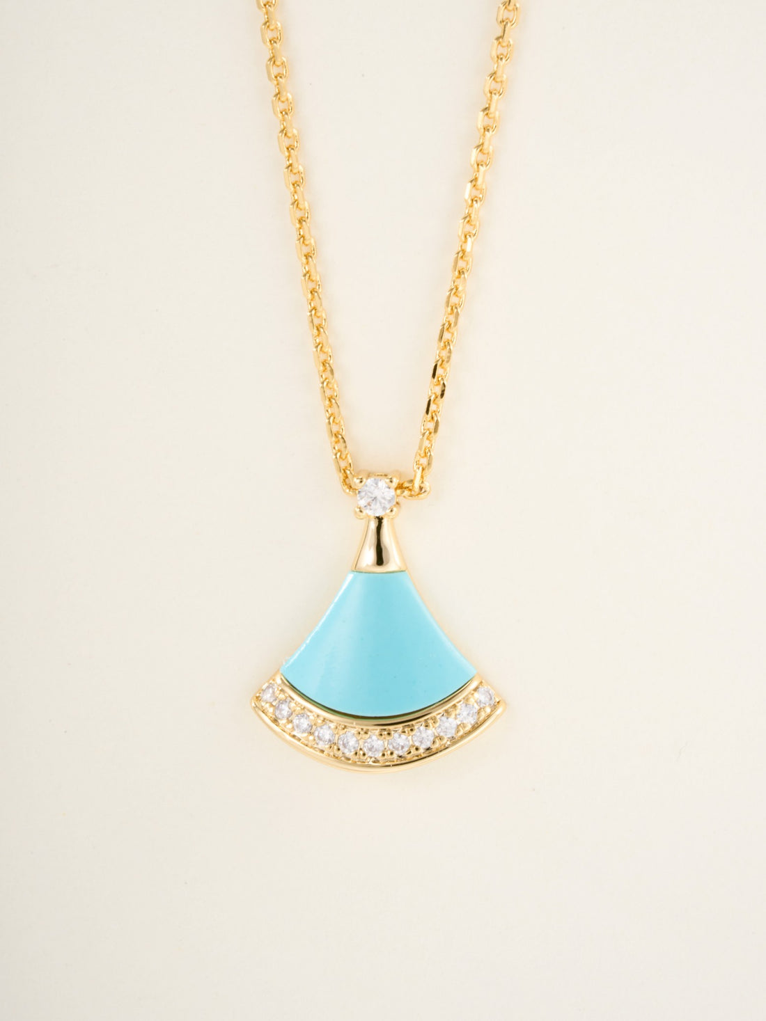 Fan-Motif Necklace, Yellow Gold Tone