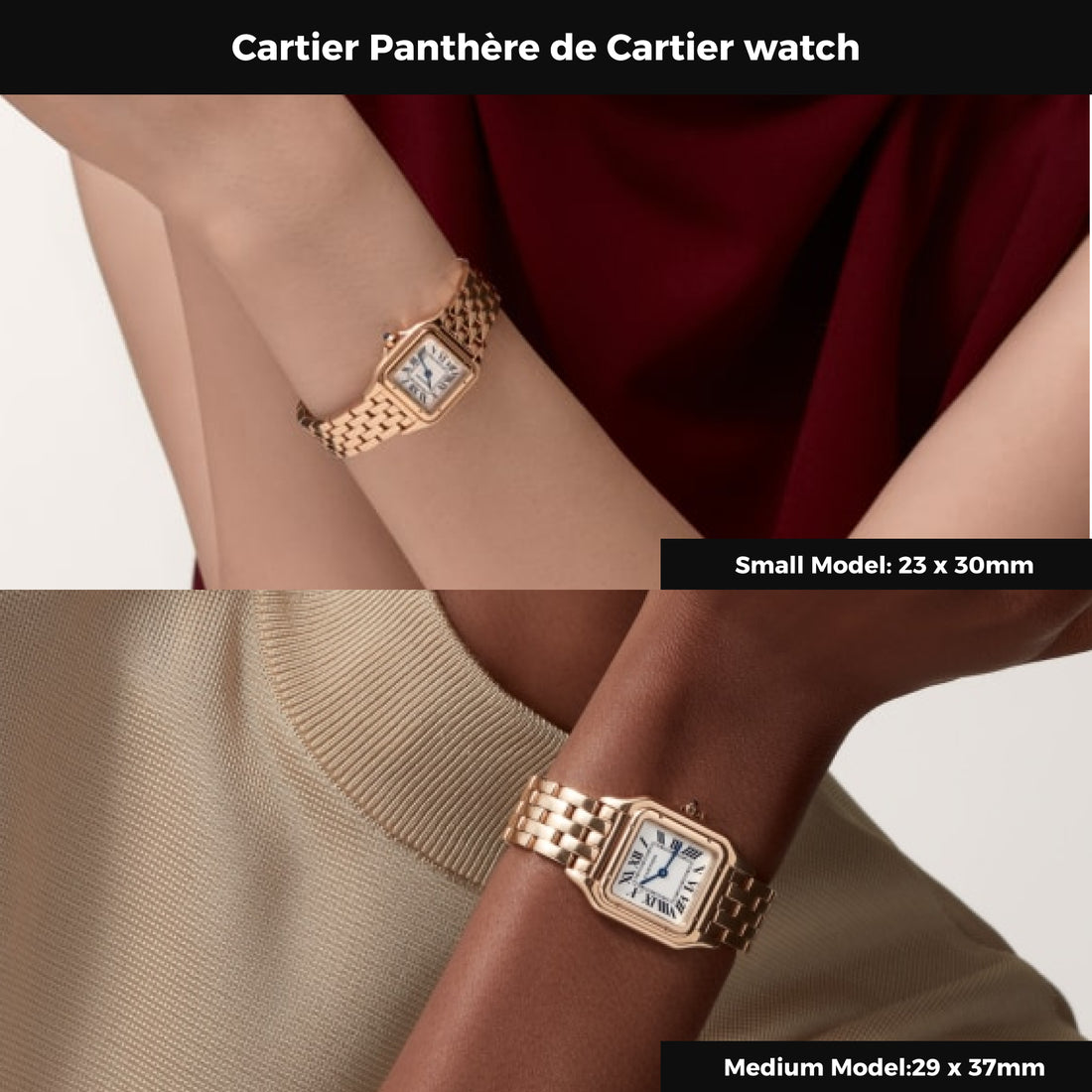 Square Link-Bracelet Watch, Rose Gold Tone, Small Model