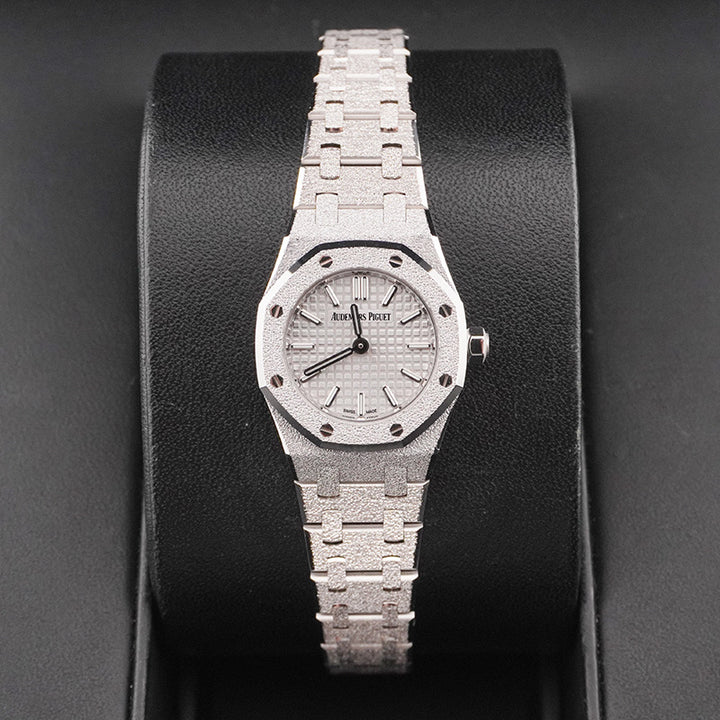 Octagonal Bezel Watch, White Gold Tone, White, 23 mm