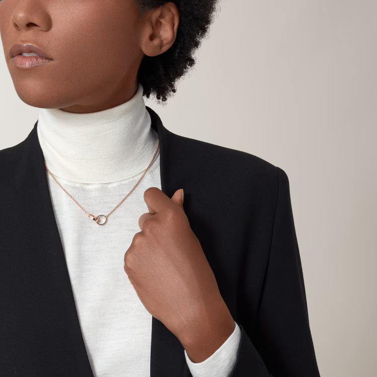 Screw-Motif Pendant Necklace, Rose Gold Tone