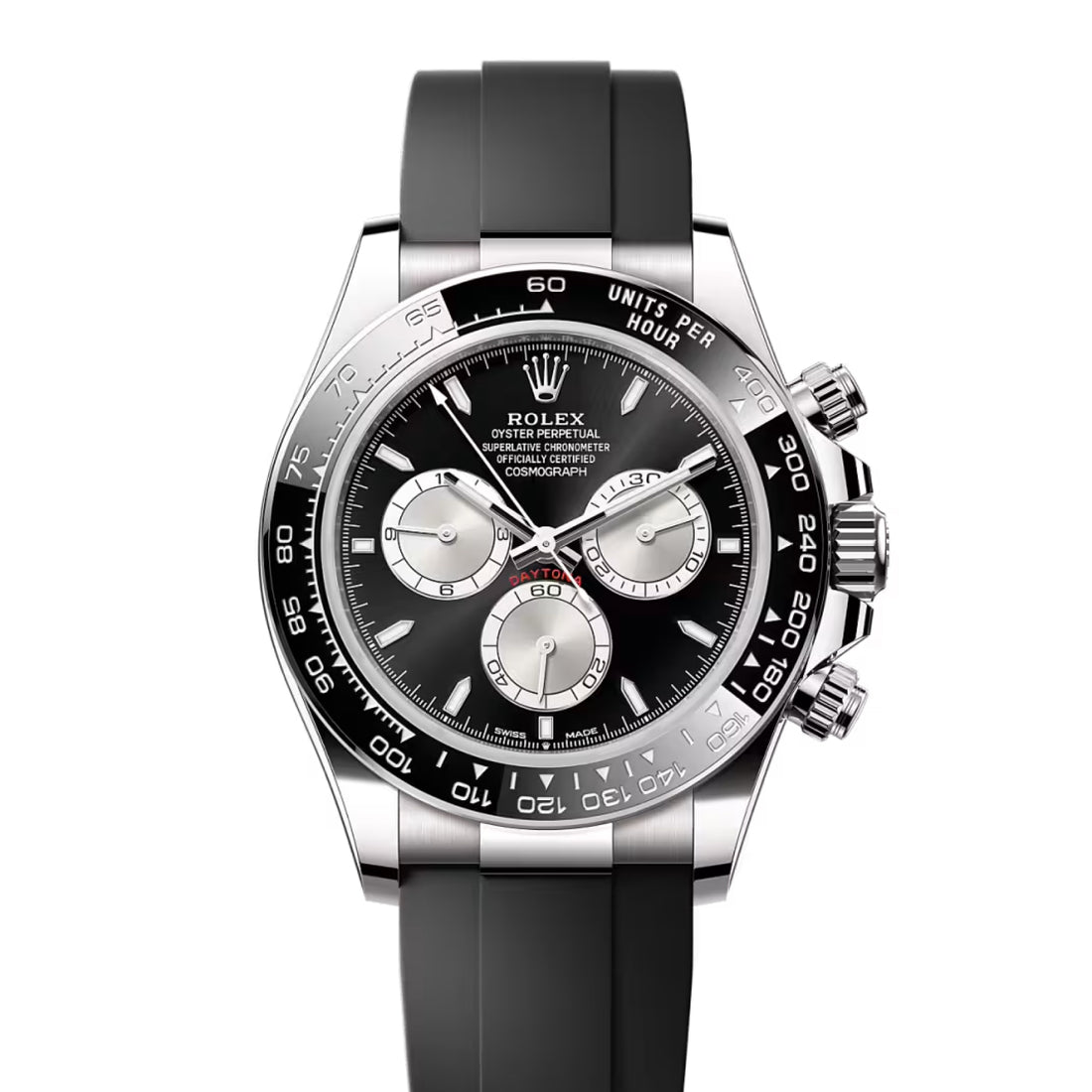 Chronograph Racing Watch, White Gold Tone, White, 40 mm
