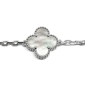 Quatrefoil Long Necklace, 20 Motifs, Rose Gold Tone, Malachite