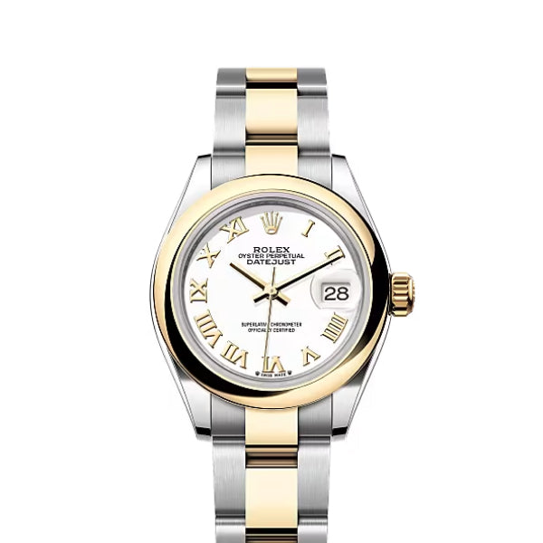 Classic Date Watch, Yellow Gold Tone, Steel, 28 mm