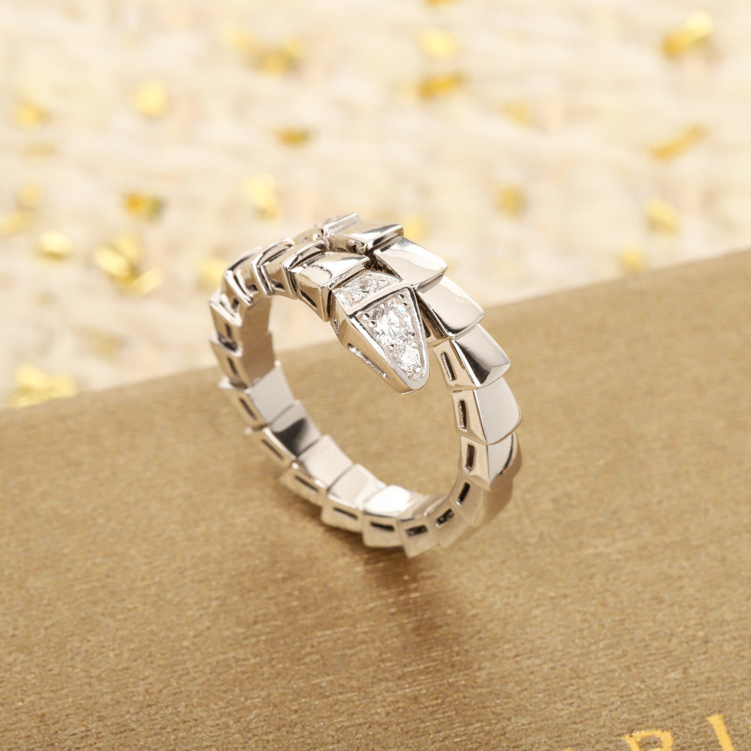 Snake-Scale Ring, Yellow Gold Tone, Stone-Set