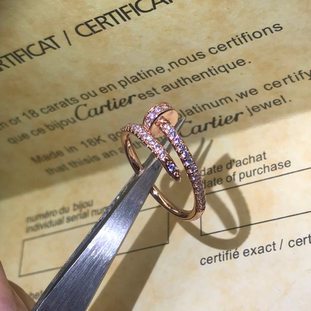 Wrapped Nail Ring, Stone-Set, Rose Gold Tone