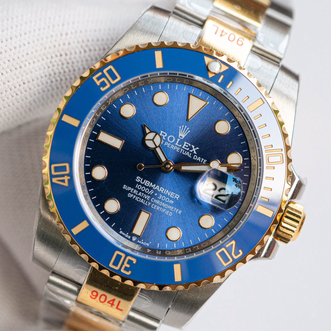 Dive-Style Watch, Yellow Gold Tone, Steel, 41 mm
