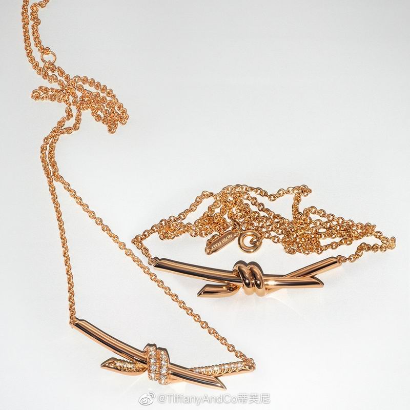 Knot Pendant Necklace, Rose Gold Tone
