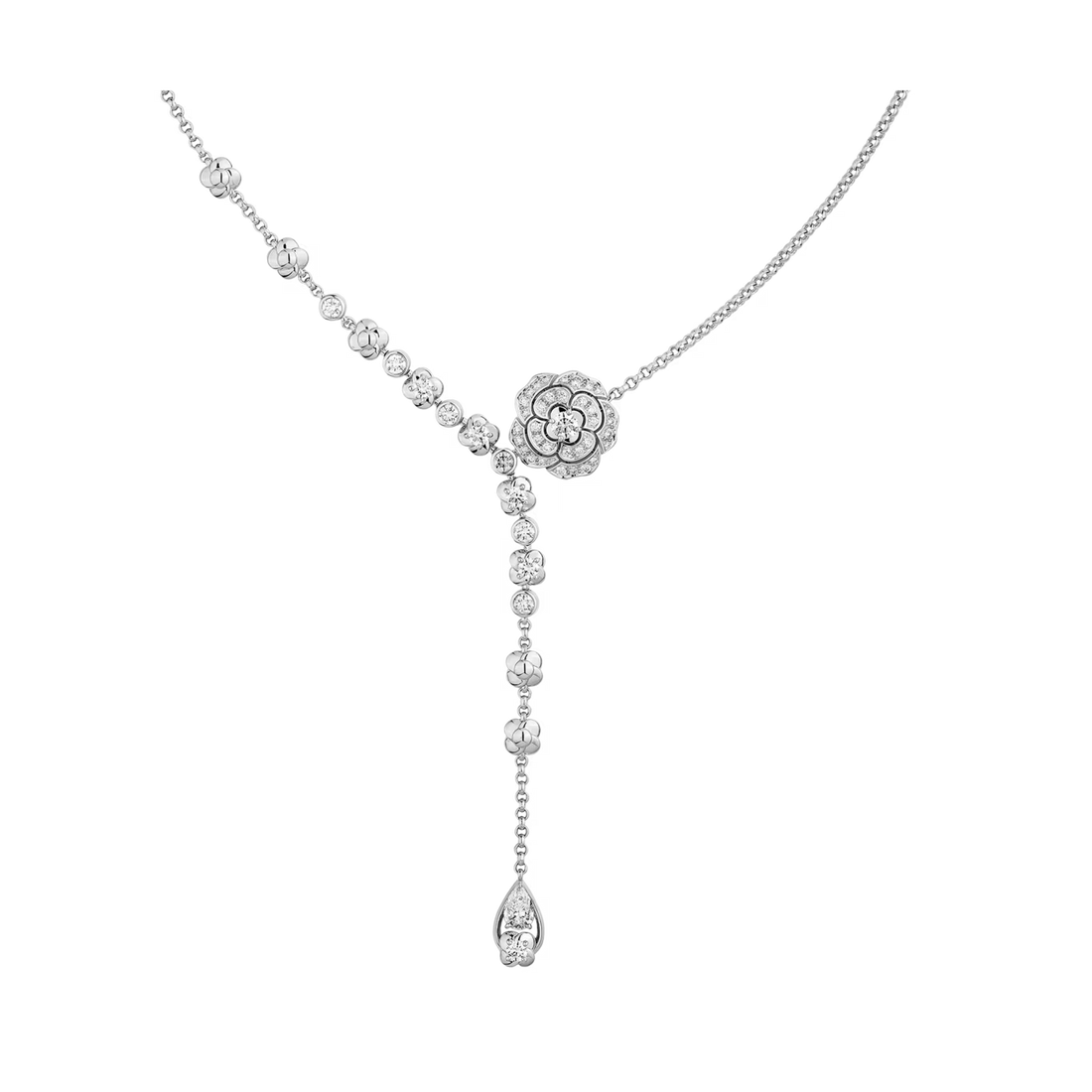 Chain Necklace, White Gold Tone