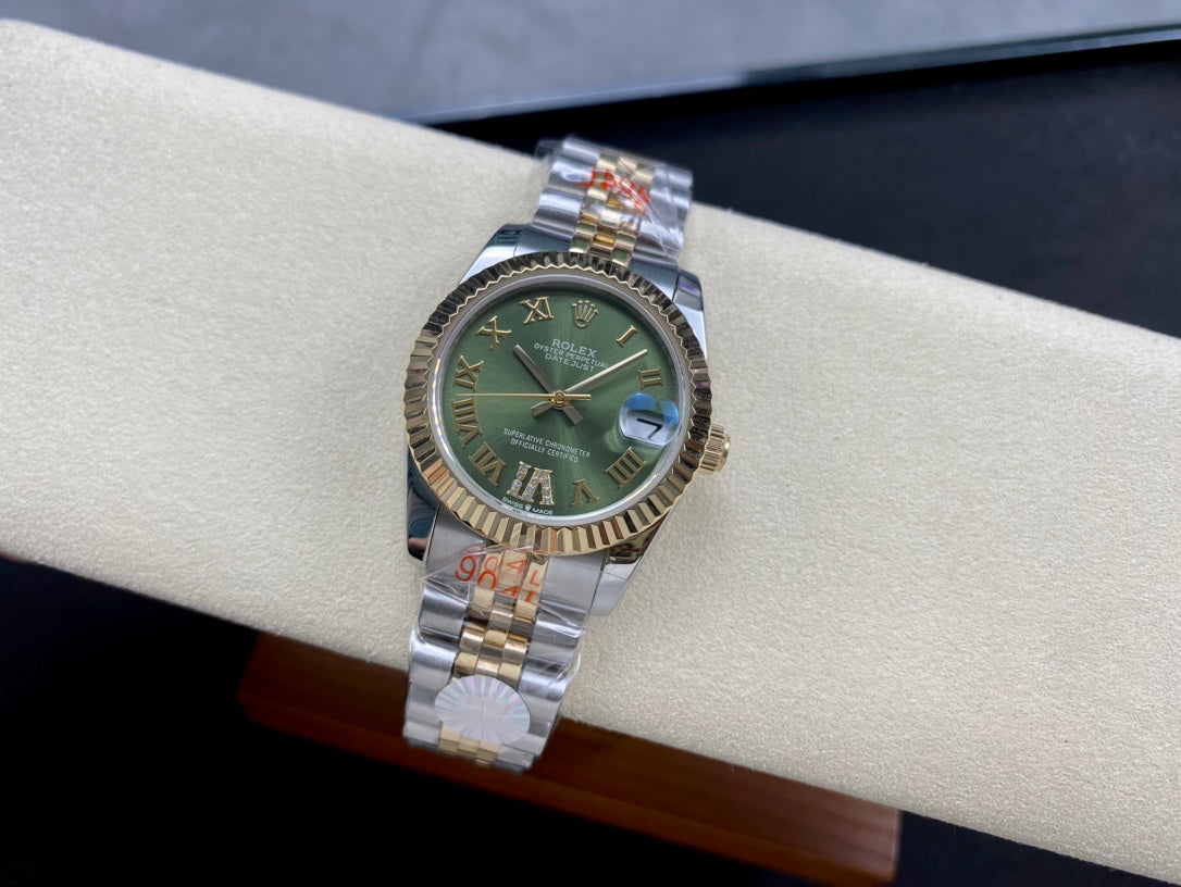 Classic Date Watch, Yellow Gold Tone, Steel, 31 mm