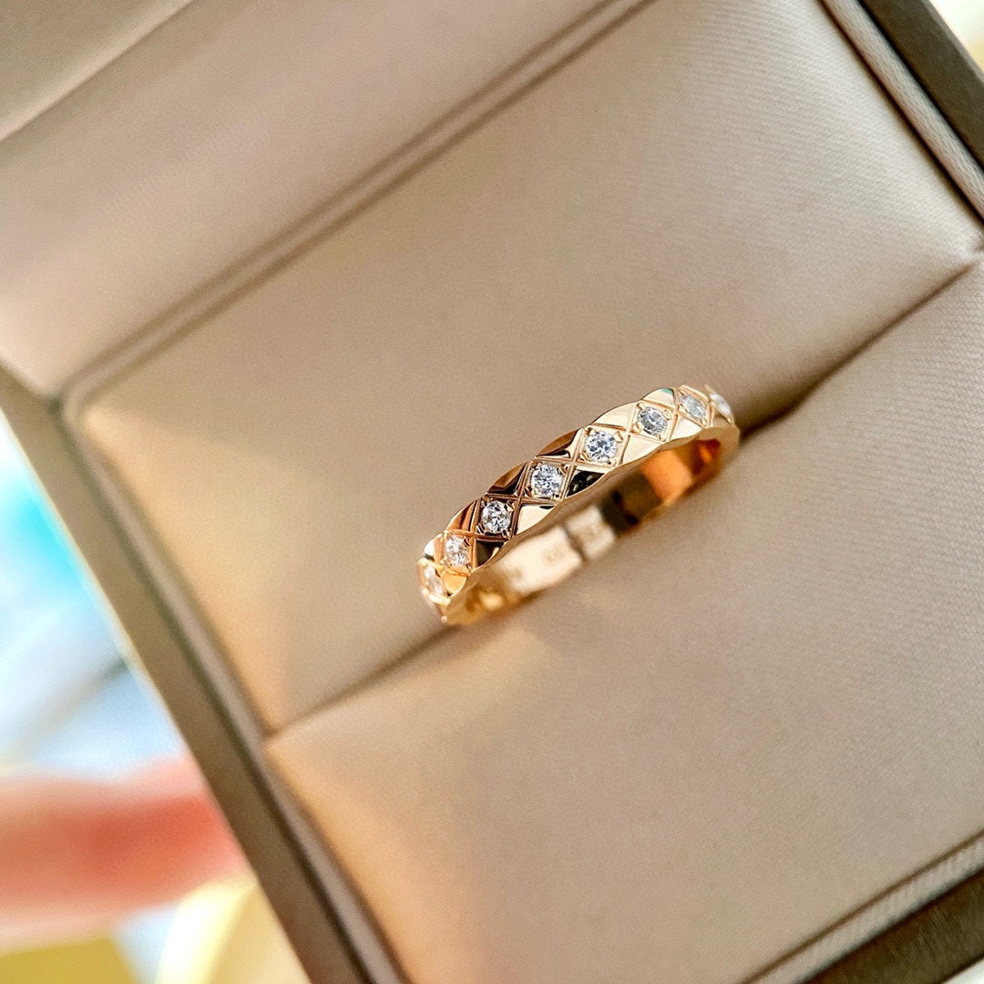 Quilted Pattern Ring, Rose Gold Tone