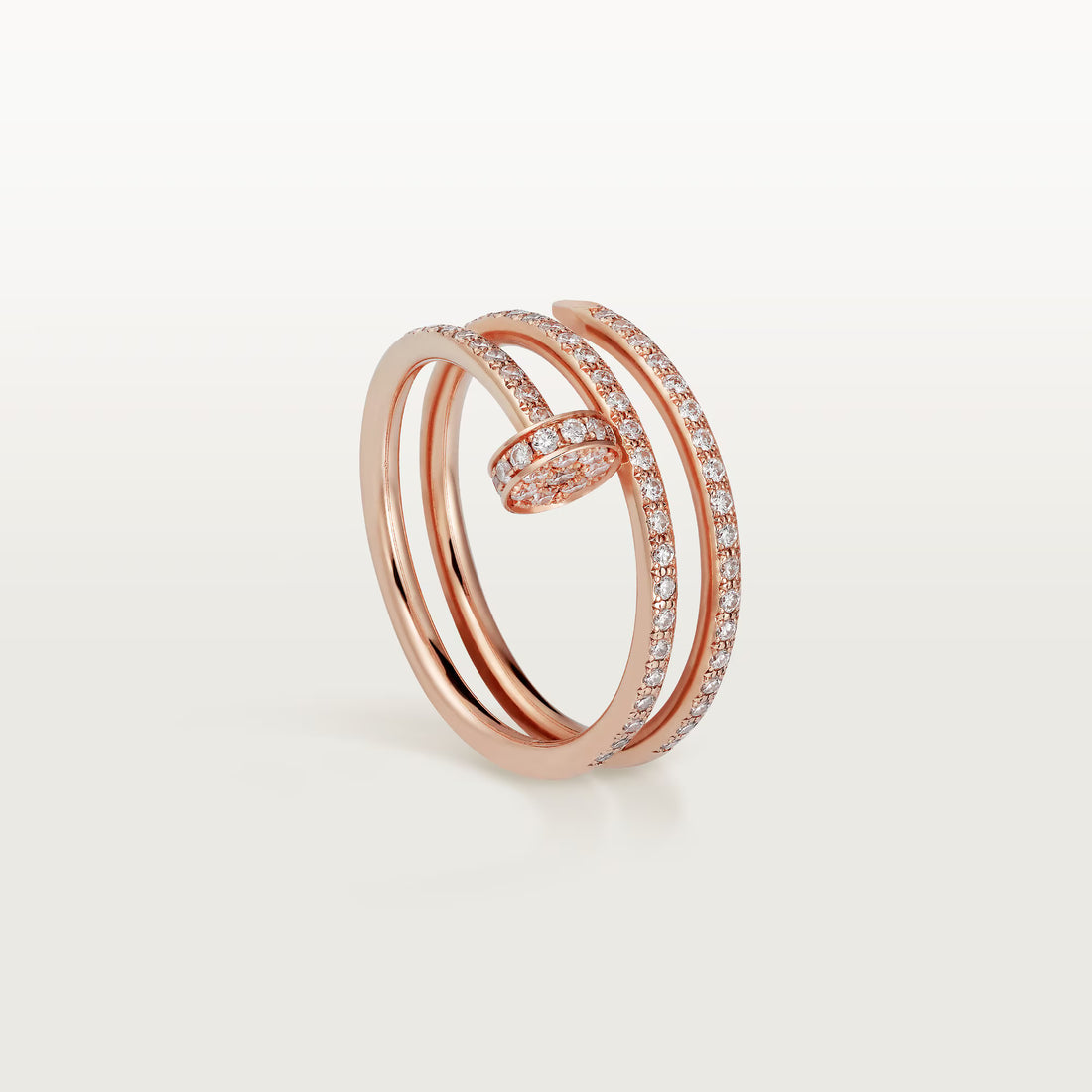 Wrapped Nail Ring, Stone-Set, Rose Gold Tone