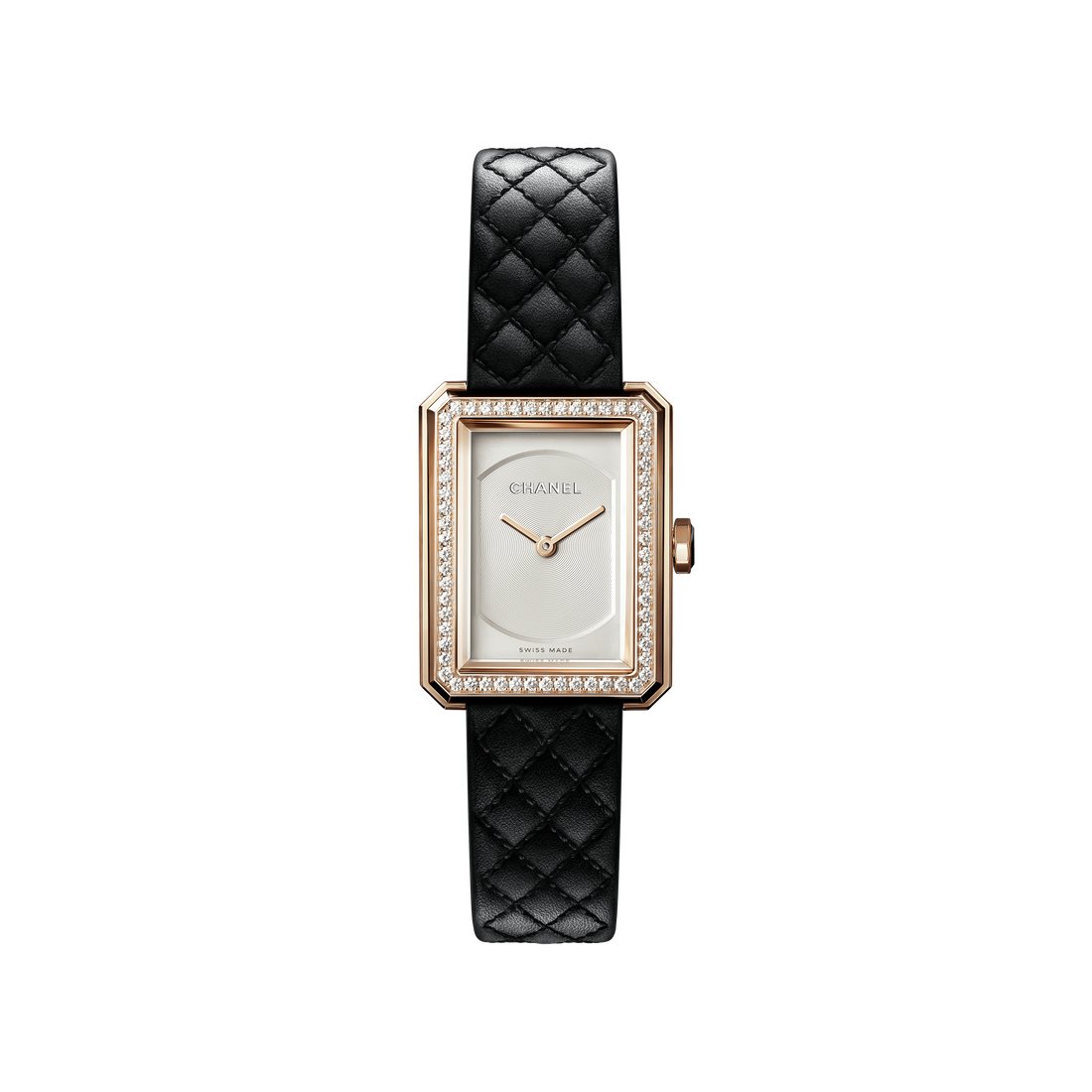 Round Watch, Stone-Set, Beige