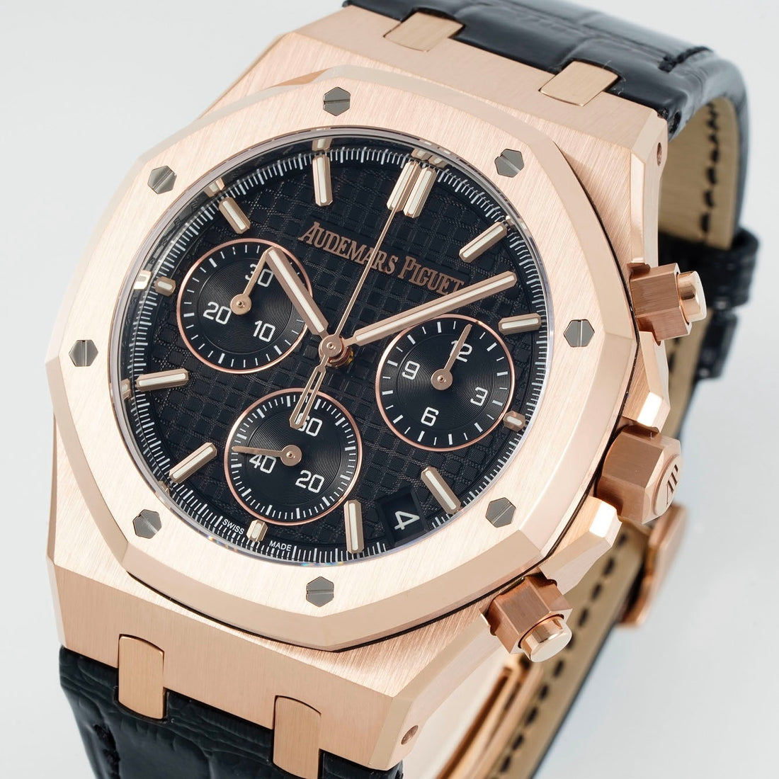 Octagonal Bezel Watch, 18K, Rose Gold Tone, 41 mm