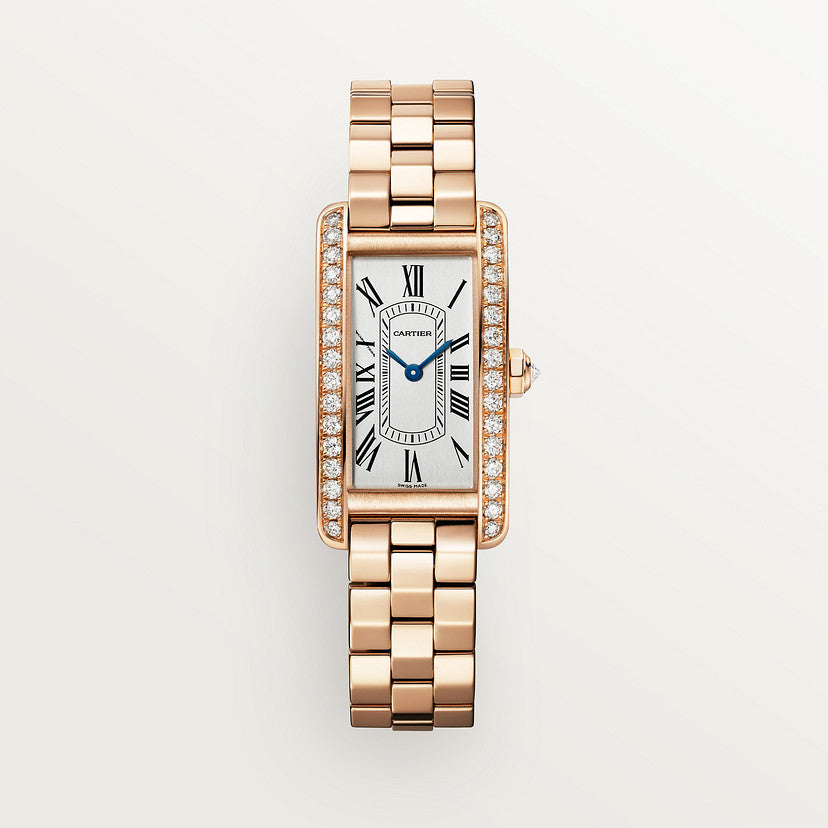 Rectangular Case Watch, Rose Gold Tone, Stone-Set, Small Model