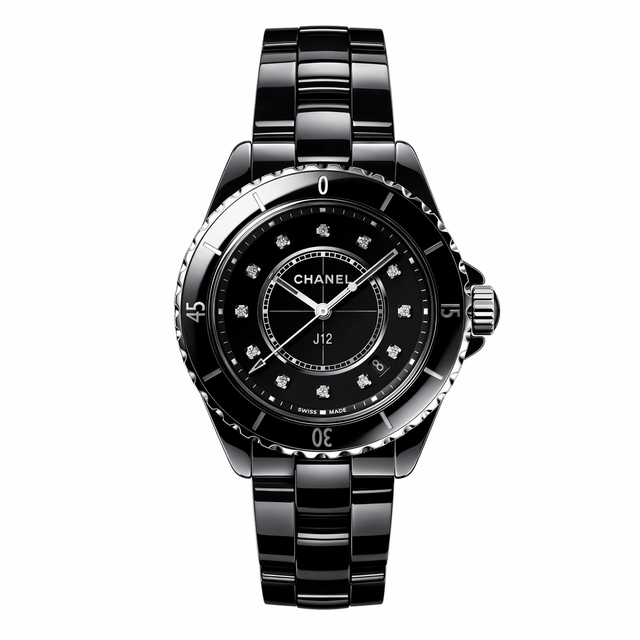 Ceramic Round Watch, Steel, Stone-Set, 33-38MM