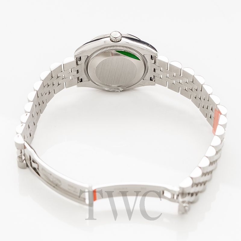 Classic Date Watch, White Gold Tone, Steel, Stone-Set, 28 mm