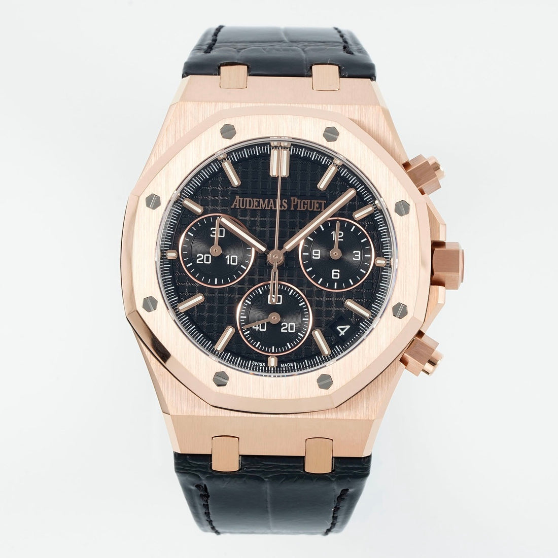 Octagonal Bezel Watch, 18K, Rose Gold Tone, 41 mm
