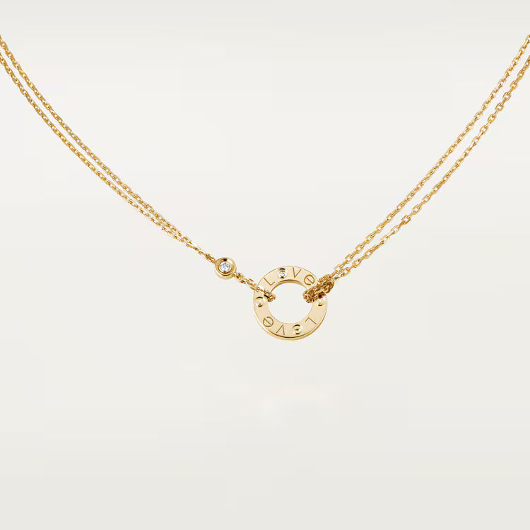Screw-Motif Pendant Necklace, Stone-Set, Yellow Gold Tone