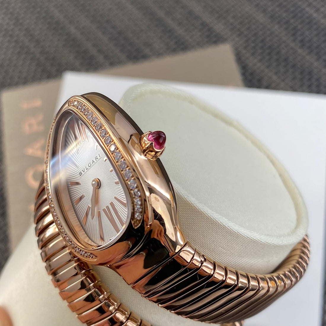 Coiled Band Watch, Rose Gold Tone, Stone-Set, 35 mm, Size S