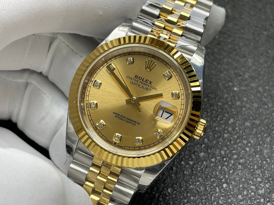 Classic Date Watch, Yellow Gold Tone, Steel, 36 mm
