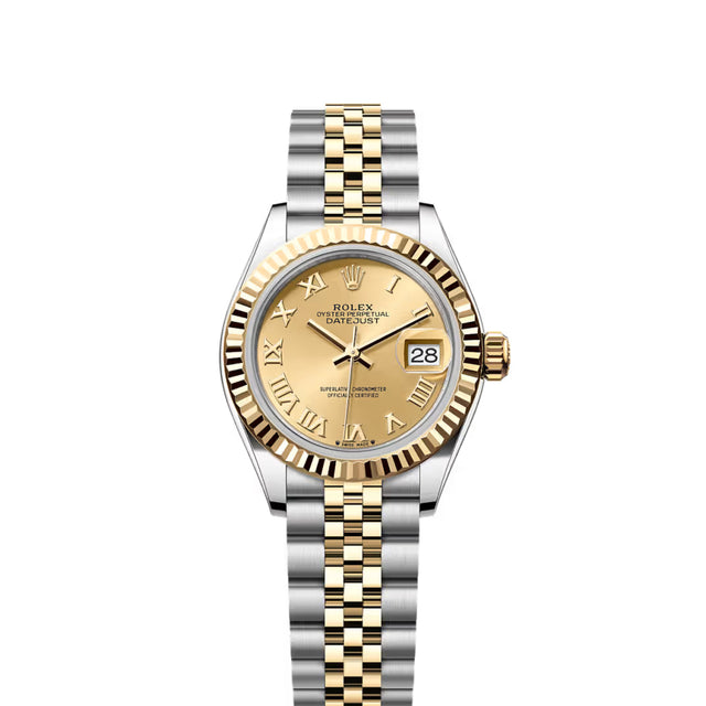 Classic Date Watch, Yellow Gold Tone, Steel, 28 mm
