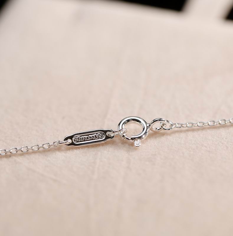 Double Heart Tag Pendant Necklace, Blue, Silver Tone