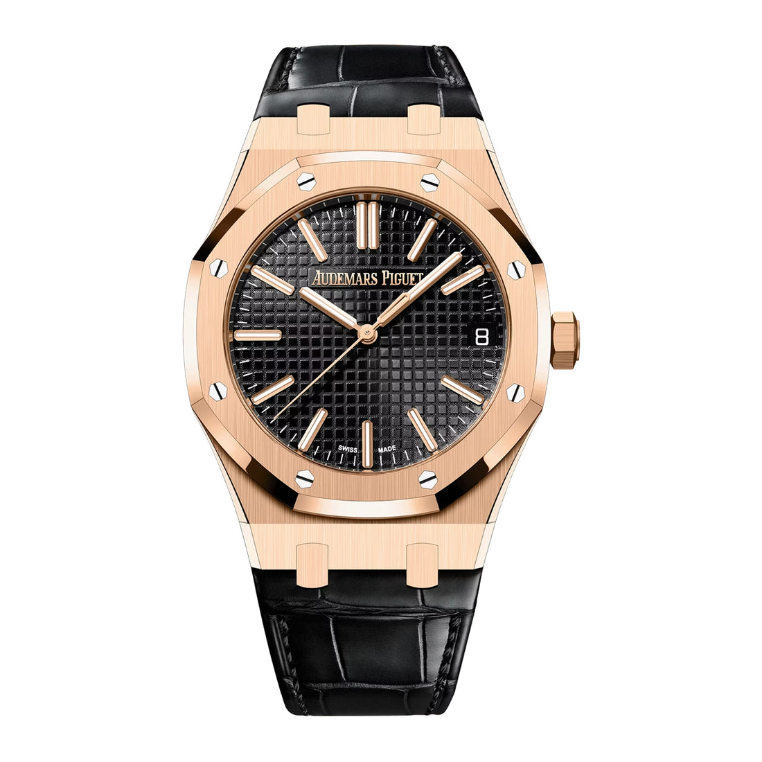 Octagonal Bezel Watch, Rose Gold Tone, Pink, 41 mm