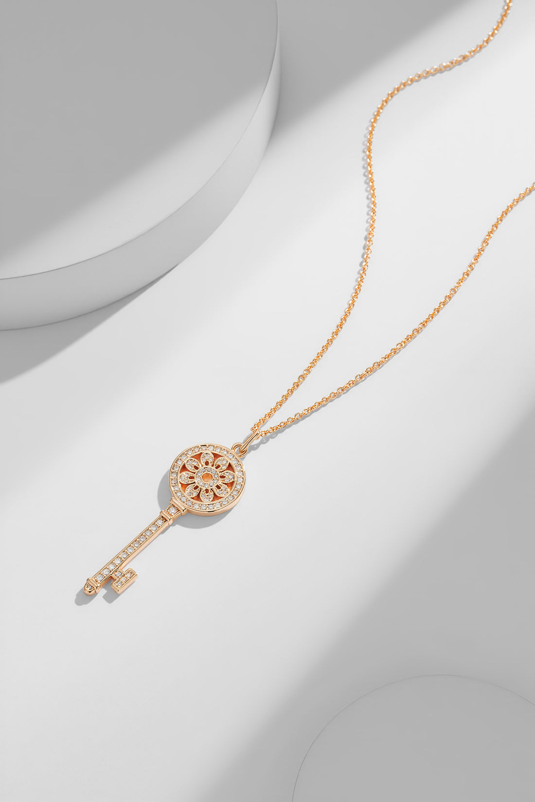 Key Pendant Necklace, Rose Gold Tone