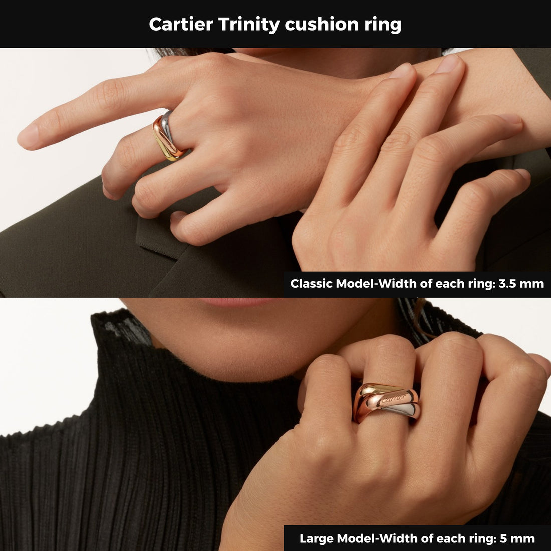 Three-Band Rolling Ring, Classic Model, Rose Gold Tone