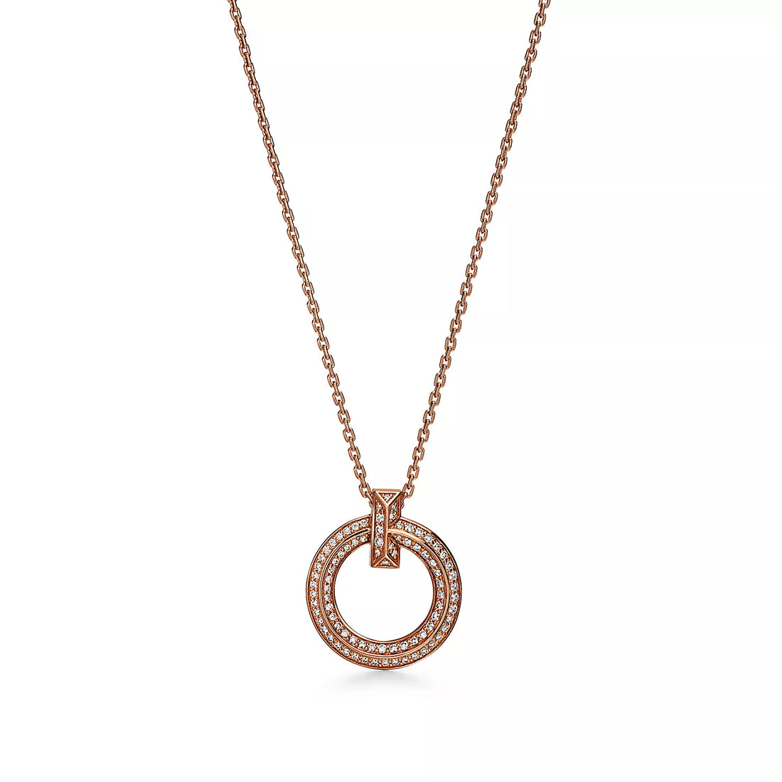 Circle Pendant Necklace, Rose Gold Tone