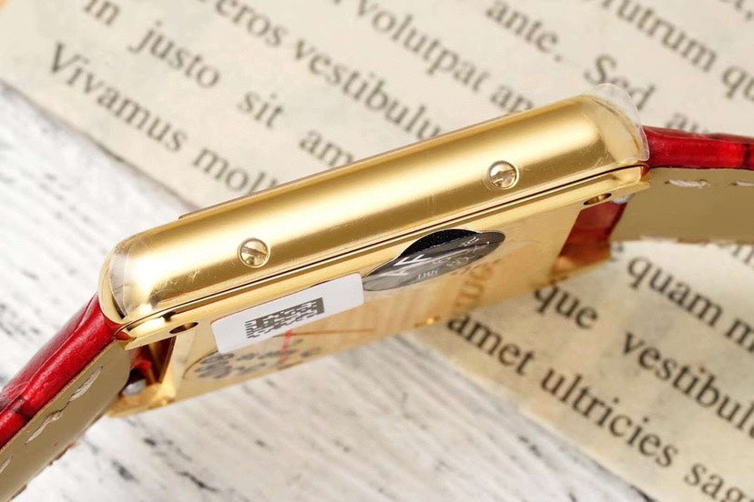 Rectangular Case Watch, Yellow Gold Tone, Medium Model