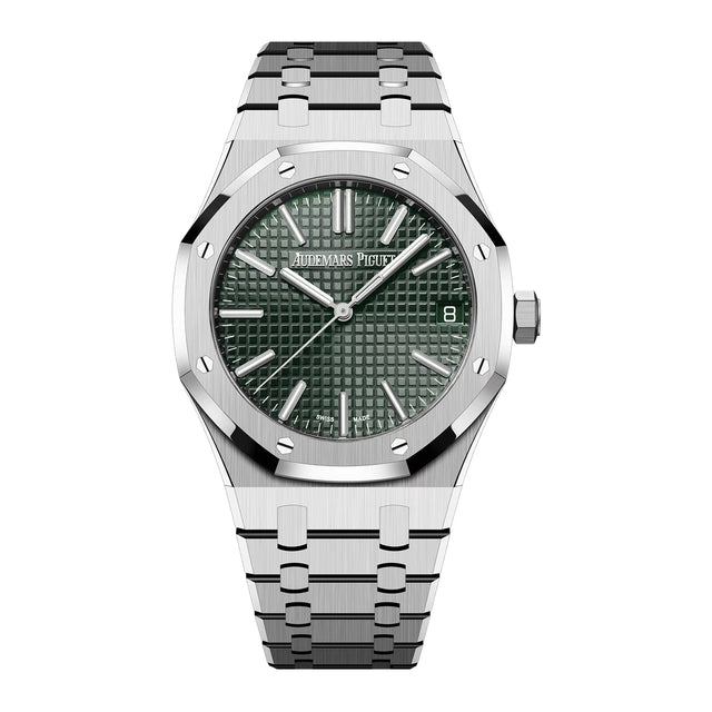 Octagonal Bezel Watch, White Gold Tone, White, 41 mm