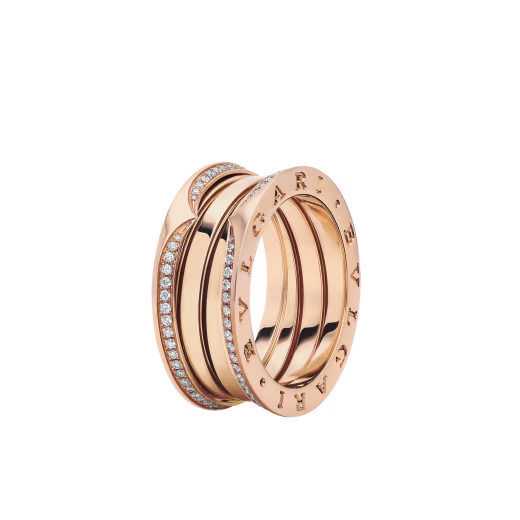 Spiral Ring, Rose Gold Tone, Stone-Set