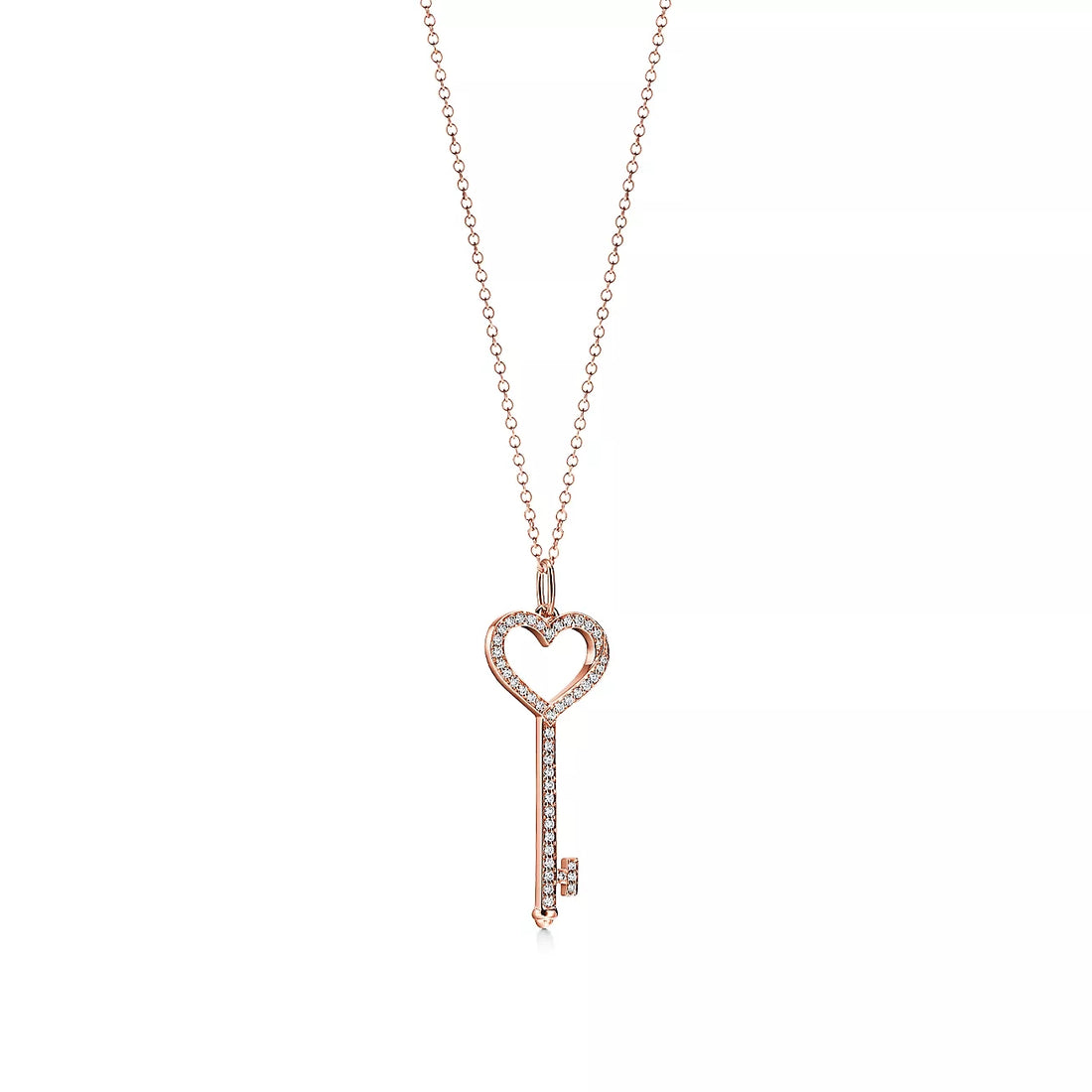 Key Pendant Necklace, Rose Gold Tone