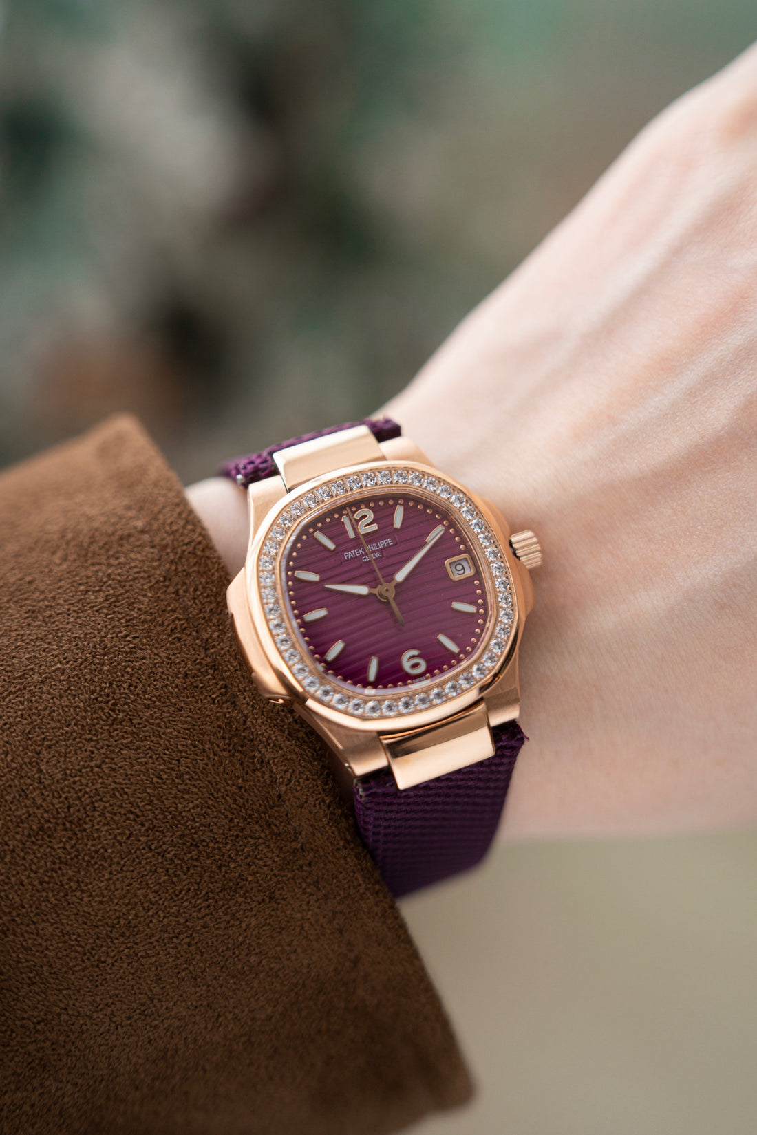 Porthole Case Watch, Rose Gold Tone, Stone-Set, 32 mm